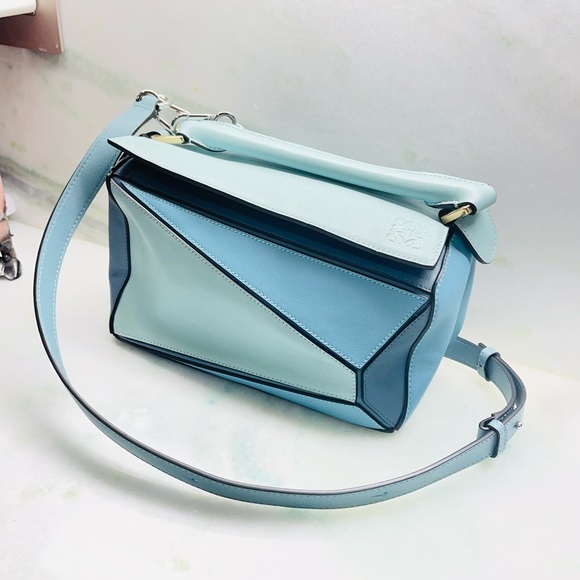 LOEWE “PUZZLE” Satchel Beautiful Blue Combo NWOT - Picture 2 of 13